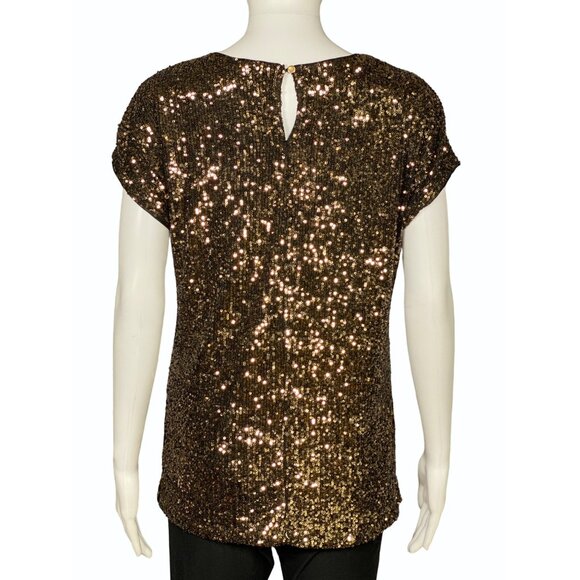 Cable & Gauge Womens Small Gold Black Sequin Lined Top Blouse New - Picture 4 of 9